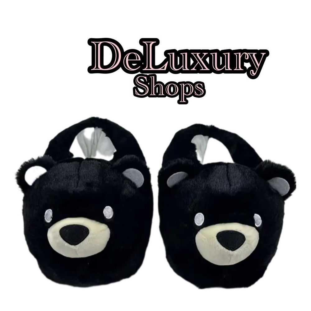 Black Kawaii Bear Slippers